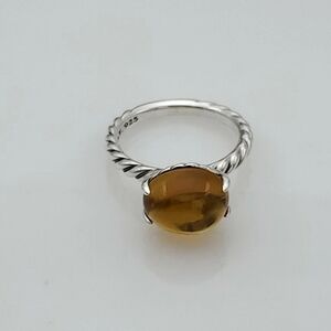 Elegant Silver and Brown Gemstone Ring